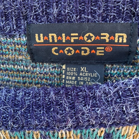 Vintage 80s Colorful Multicolor Geometric Loud Cosby Grandpa Plaid Sweater XL - Picture 13 of 17